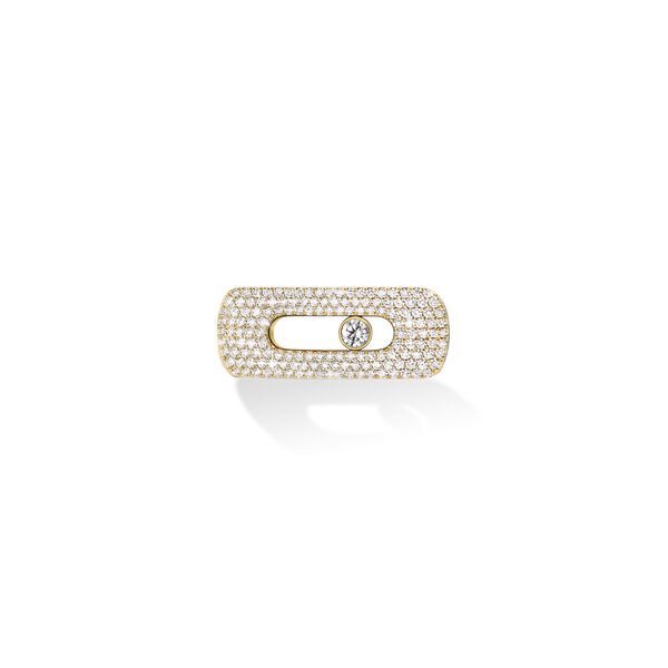 Bracelet My Move en cuir avec motif en or jaune pavé de diamants