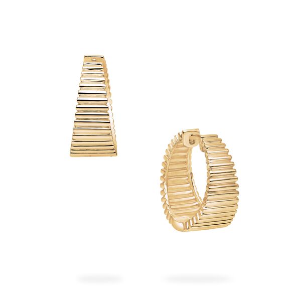 Boucles d'oreilles anneaux plissées en or jaune