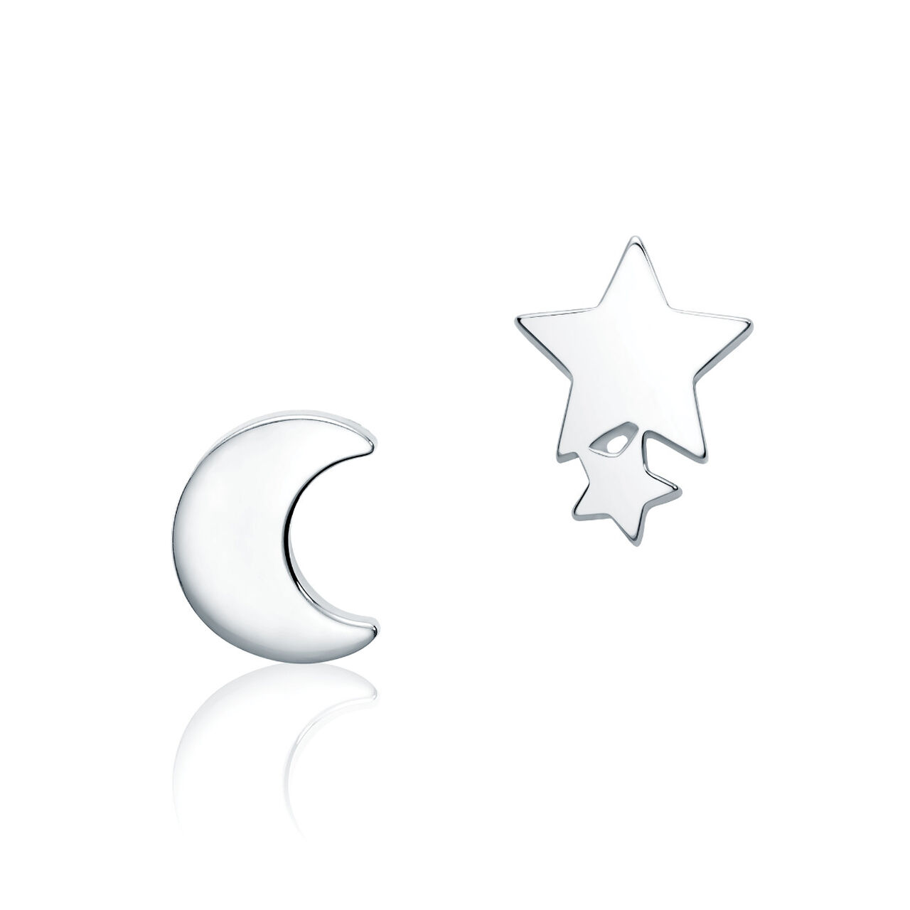 Single Silver Moon Stud Earring for Kids image number 6