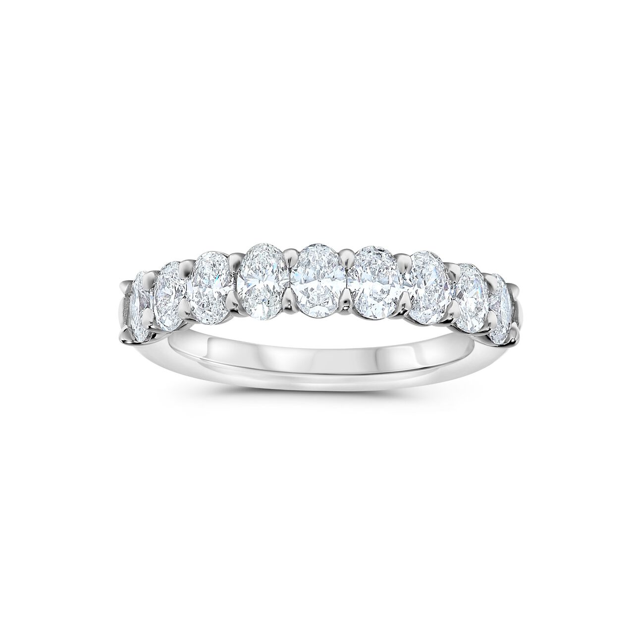 Platinum 9 Stone Oval Cut Diamond Band image number 0