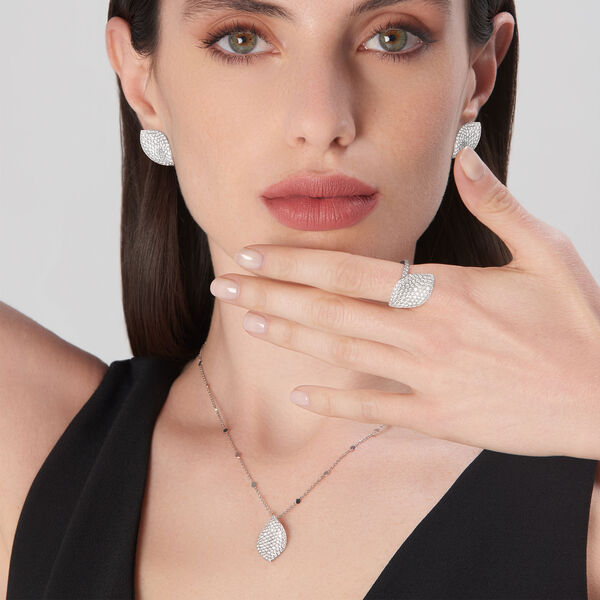 Pendentif Aleluia en or blanc avec pavé de diamants