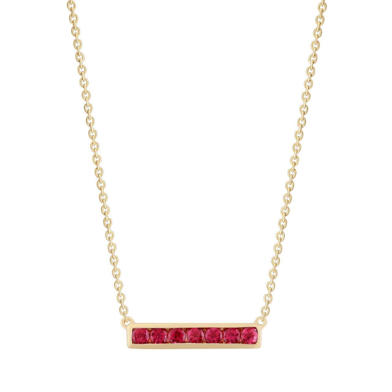 Pink Tourmaline Bar Neckalce in Yellow Gold image number 0