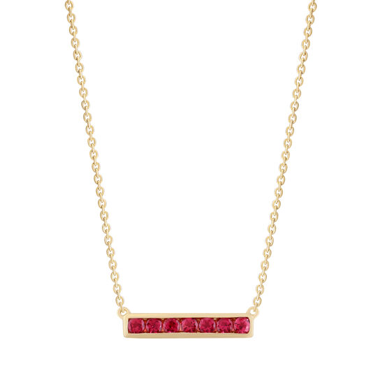 Pink Tourmaline Bar Neckalce in Yellow Gold image number 0
