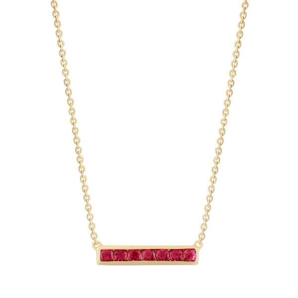 Collier bar horizontale avec tourmaline rose en or jaune