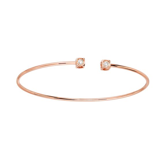 Le Cube Diamant Small Rose Gold and Diamond Bangle image number 0