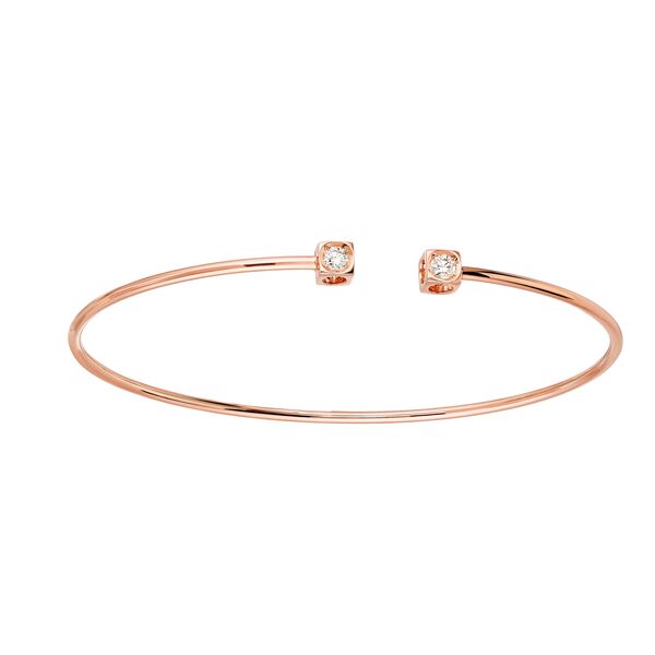 Bracelet jonc Le Cube Diamant en or rose avec diamants, petit modèle 