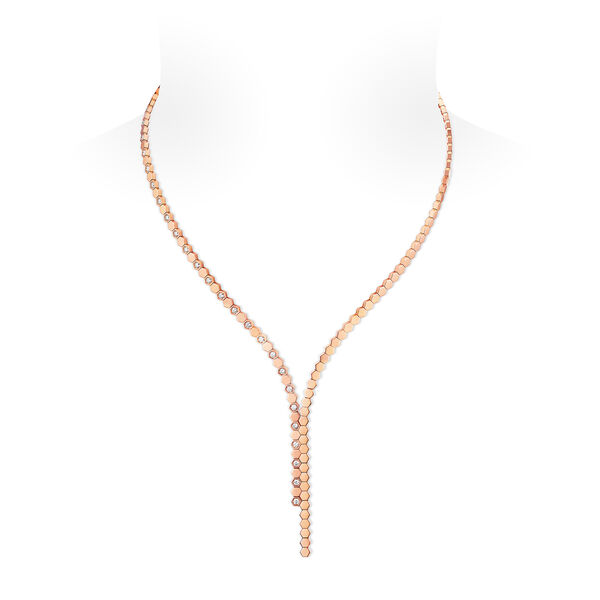 Collier souple Bee de Chaumet en or rose avec diamants alternants