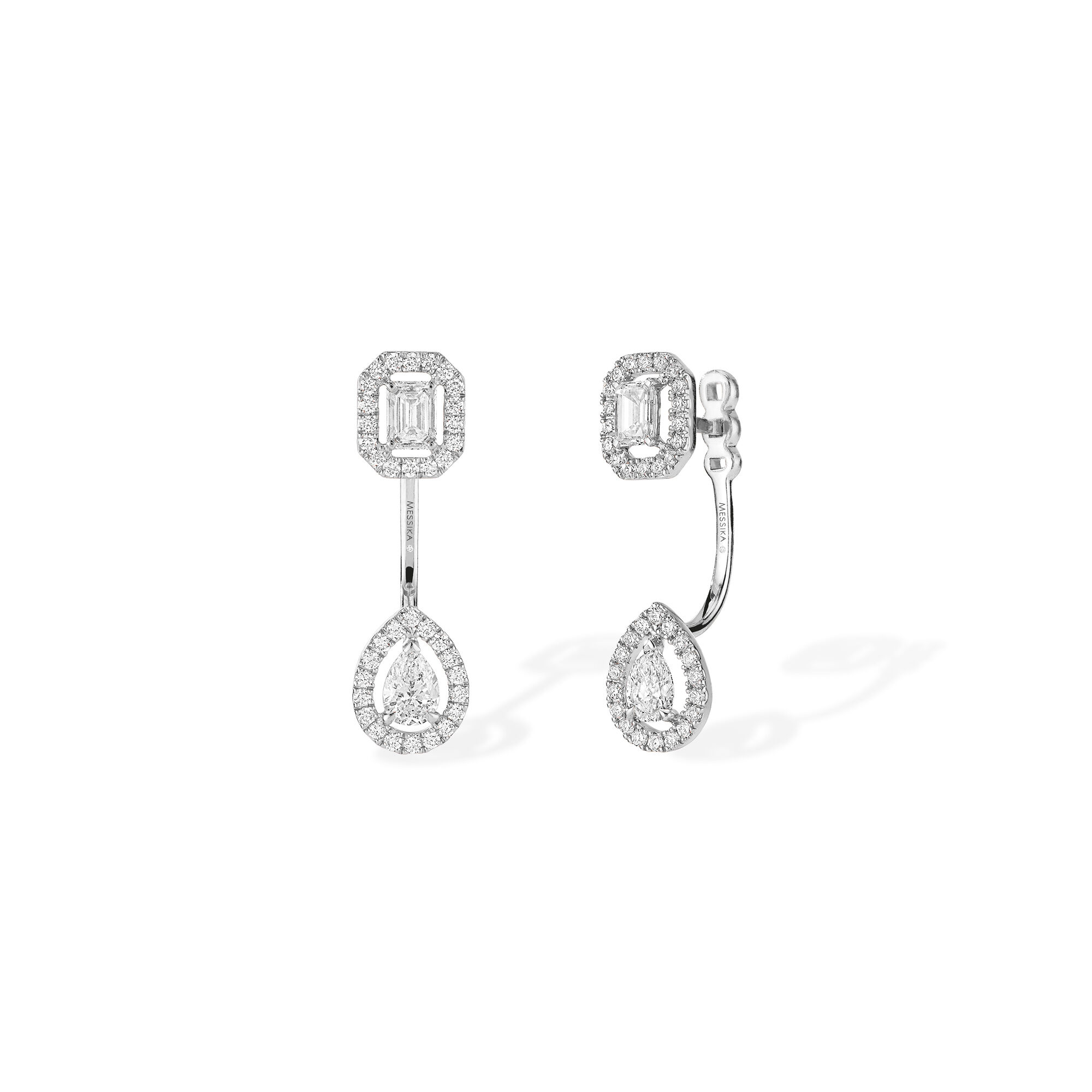 My Twin Small White Gold and Diamond Pavé Drop Earrings