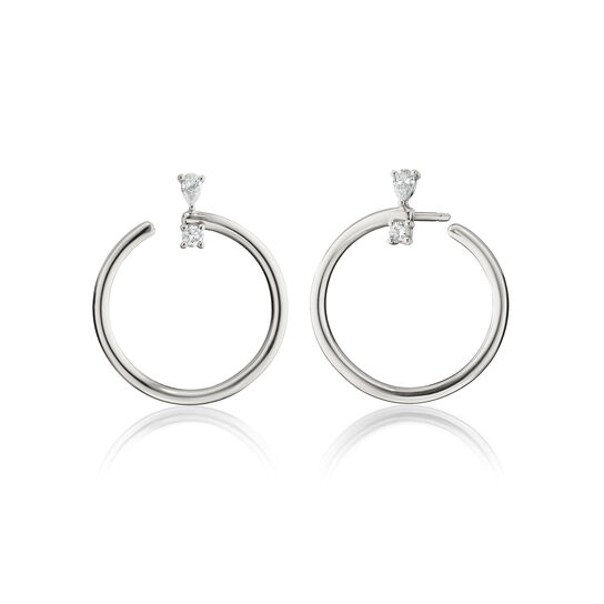 Monica Rich Kosann Galaxy Large Silver and White Sapphire Hoop Earrings 45061 image number 2