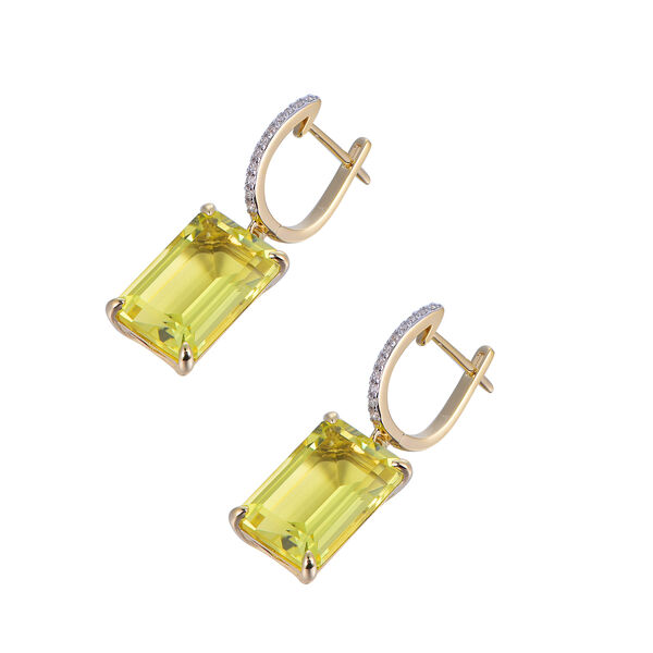 Boucles d'Oreilles Quartz Citron en Or Jaune