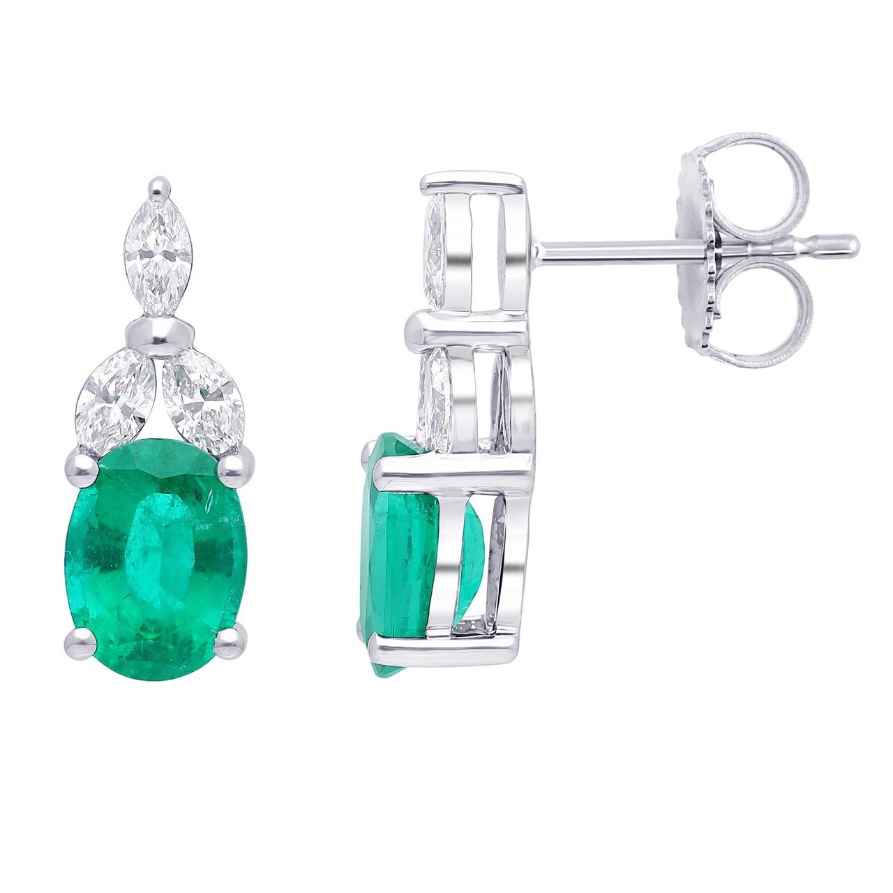 maison birks salon oval emerald stud earrings sg13115e 8x6 side image number 1
