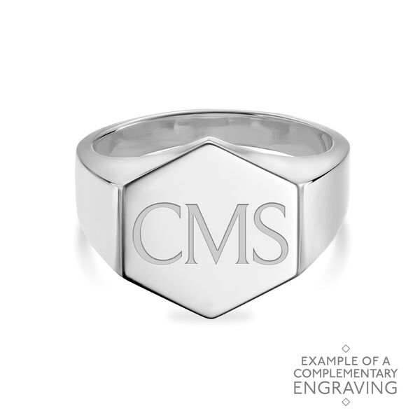 Silver Hexagon Signet Ring-10