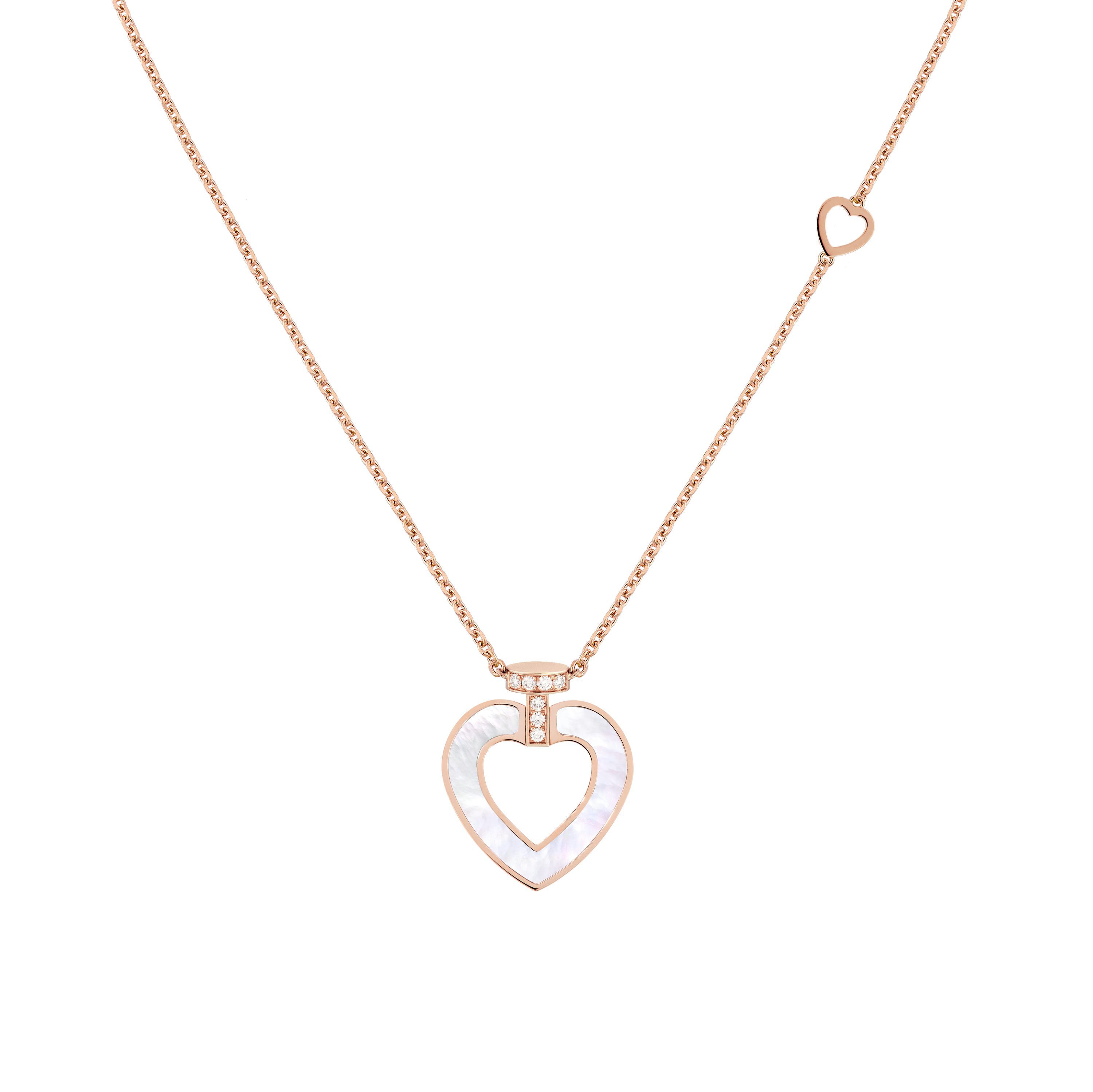 Pretty Woman Medium Rose Gold, Malachite, Mother-of-Pearl and Diamond Heart Pendant