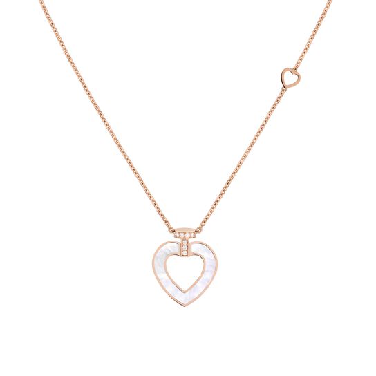 Pretty Woman Medium Rose Gold, Malachite, Mother-of-Pearl and Diamond Heart Pendant image number 2