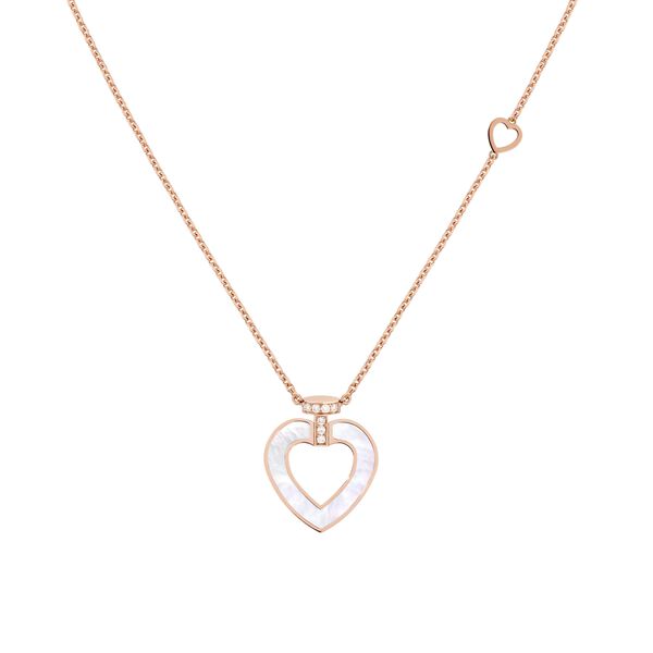 Pretty Woman Medium Rose Gold, Malachite, Mother-of-Pearl and Diamond Heart Pendant