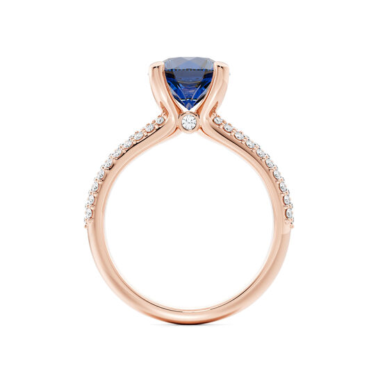 Birks Blue Sapphire Rose Gold Pav&eacute; Solitaire Engagement Ring image number 2