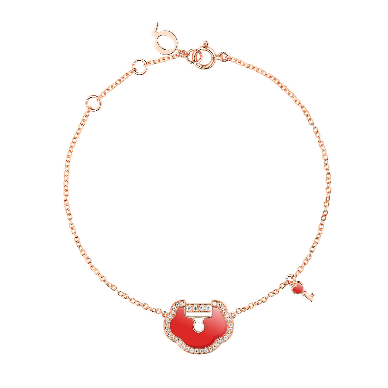 Qeelin Yu Yi Rose Gold Bracelet with Diamonds Red Agate YYL-040-BL-RGDRA Front image number 0