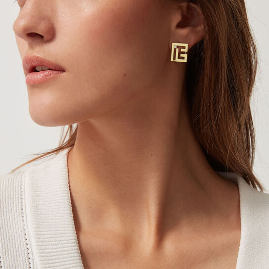 Labyrinth PB Yellow Gold and Diamond Single Stud Earring image number 1