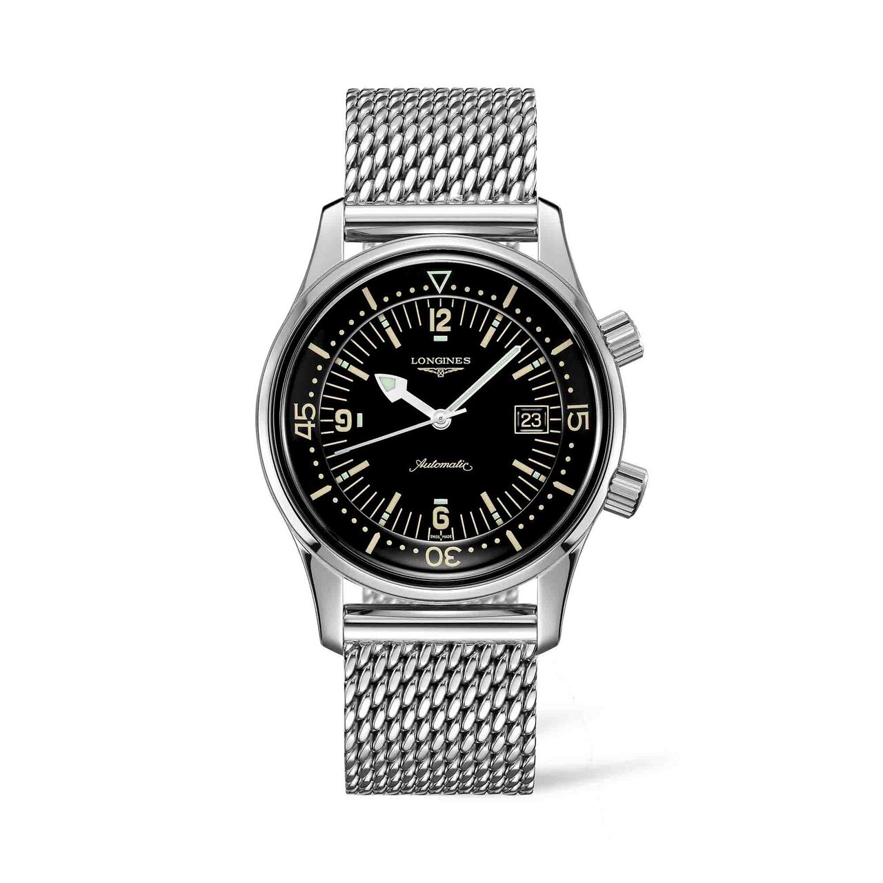 longines heritage legend diver 42mm automatic steel lacquered polished black dial l37744506 image number 0