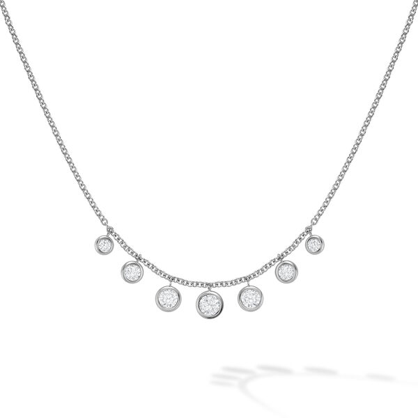 White Gold and Small Diamond Drops Necklace