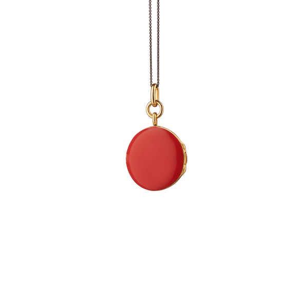 Locket X Color Yellow Gold Vermeil and Red Enamel Round Pendant