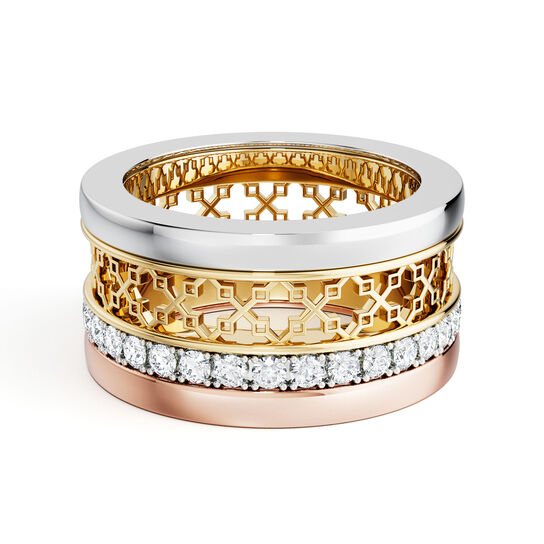 Birks Dare to Dream Large Diamond Ring in Tri-Gold image number 0