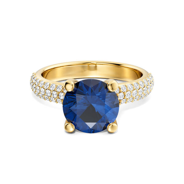 Sapphire Yellow Gold Pav&eacute; Solitaire Engagement Ring