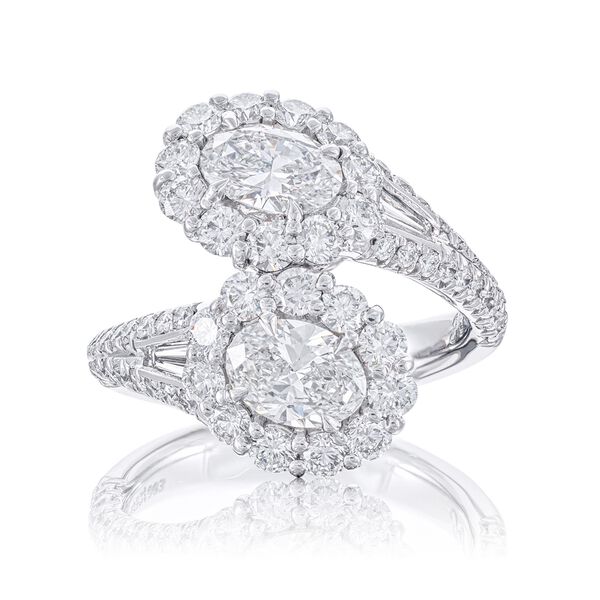 Oval-Cut Diamond Twogether Ring with Single Halo