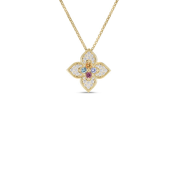 Pendentif Venetian Princess Carnevale en or rose, pierres mixtes et diamants, petit modèle