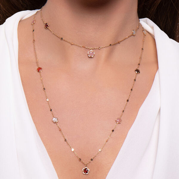 Figlia dei Fiori Rose Gold, Multi Stone and Diamond Pavé Sautoir