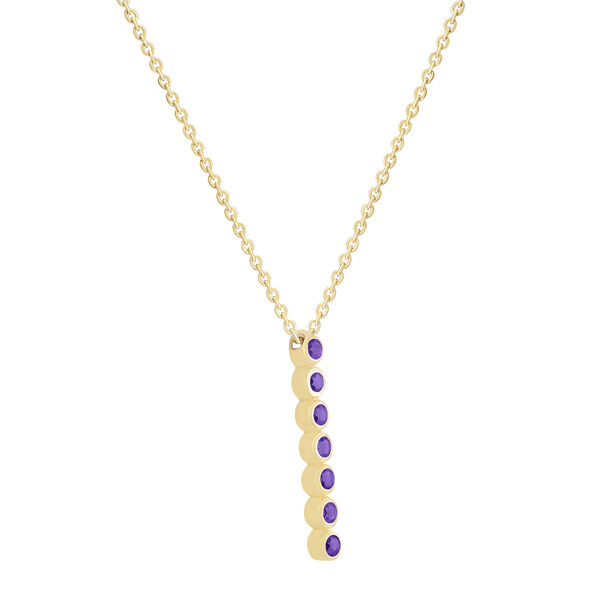 Oval Amethyst Vertical Bar Pendant in Yellow Gold