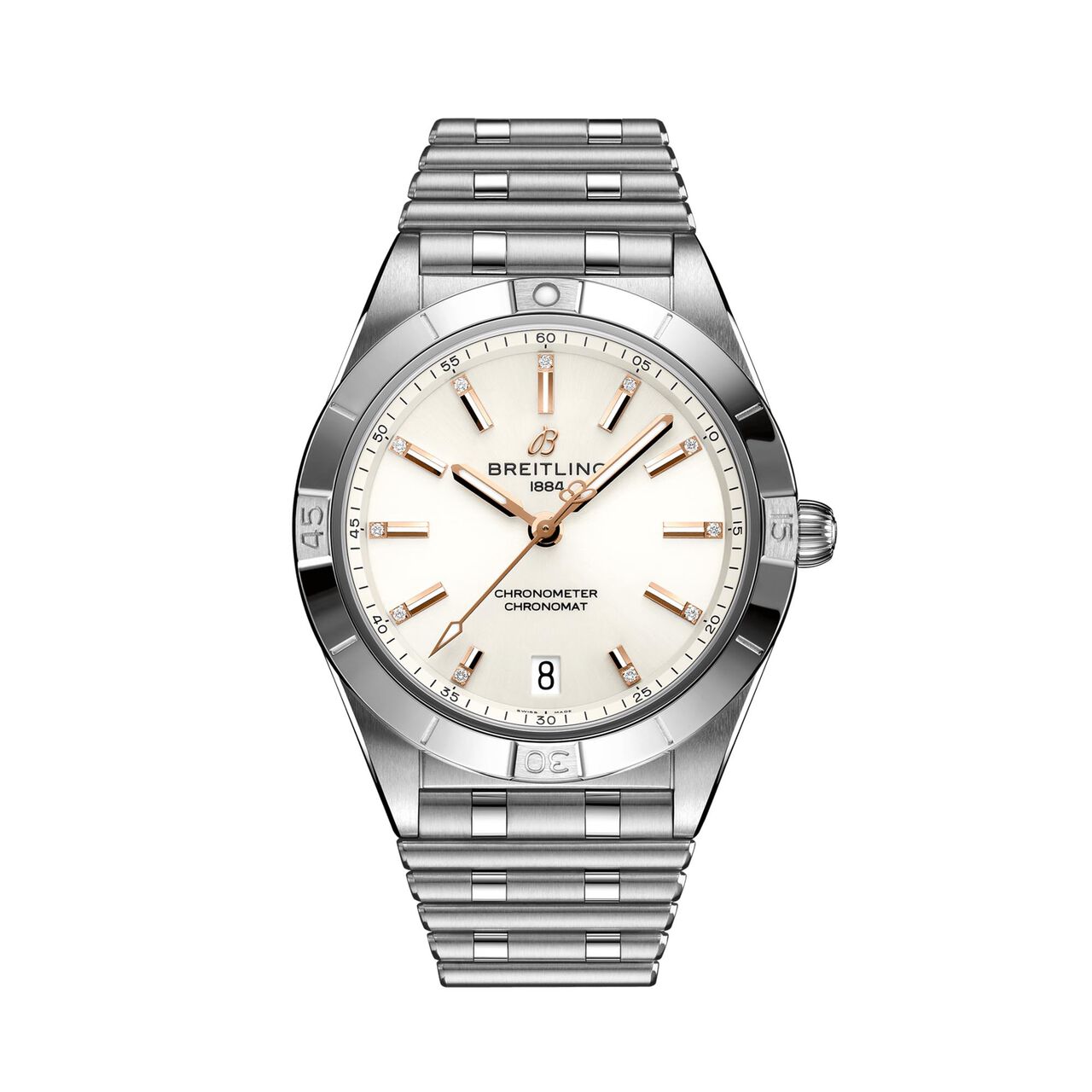 maison birks breitling chronomat automatic 36 steel white diamonds a10380101a2a1 image number 0