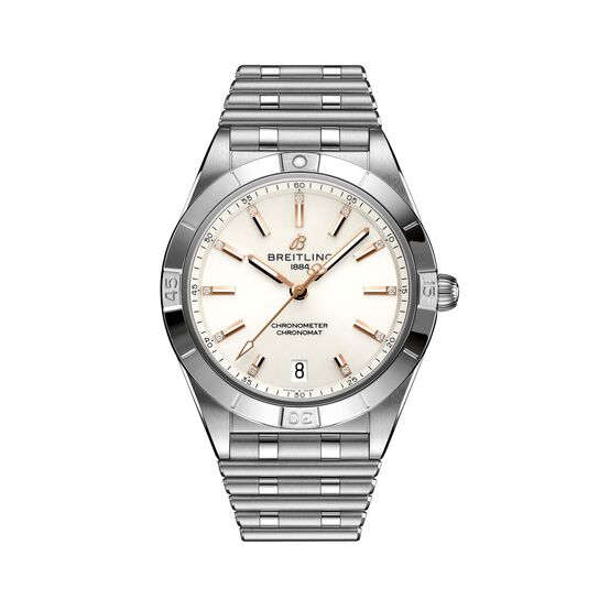 maison birks breitling chronomat automatic 36 steel white diamonds a10380101a2a1 image number 0