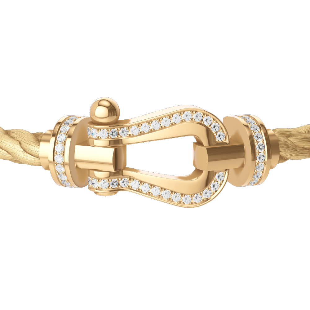 Force 10 Large Gold and Single Row Diamond Pavé Cable Bracelet