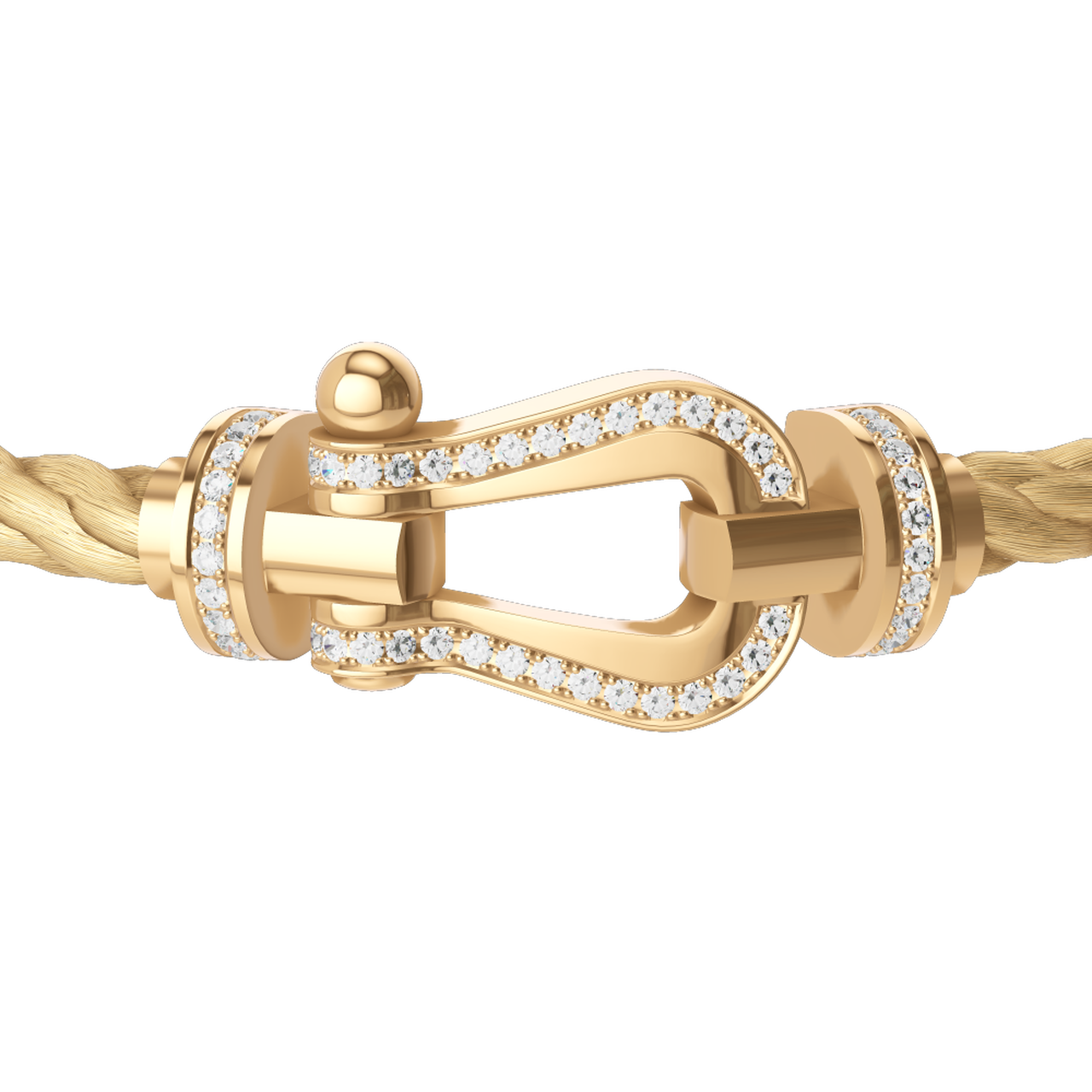 FRED Force 10 Large Yellow Gold and Single Row Diamond Pavé Cable Bracelet 0B0184-6B1100 image number 1