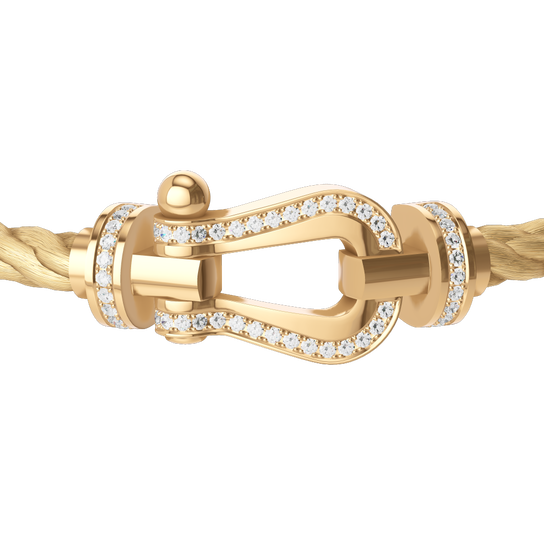 FRED Force 10 Large Yellow Gold and Single Row Diamond Pavé Cable Bracelet 0B0184-6B1100 image number 1