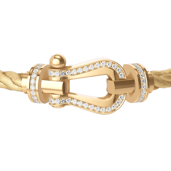 Bracelet cable Force 10 en or jaune avec pavé de diamants, grand modèle