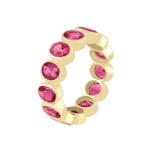 Oval Pink Tourmaline Bezel Eternity Ring