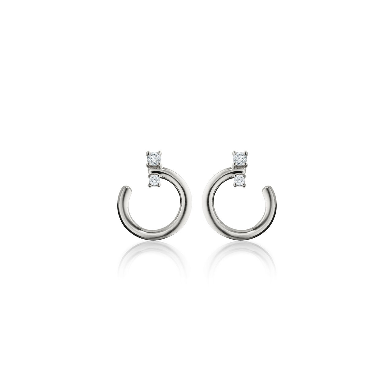 Monica Rich Kosann Galaxy Small Silver and White Sapphire Hoop Earrings 45049 - Front image number 0