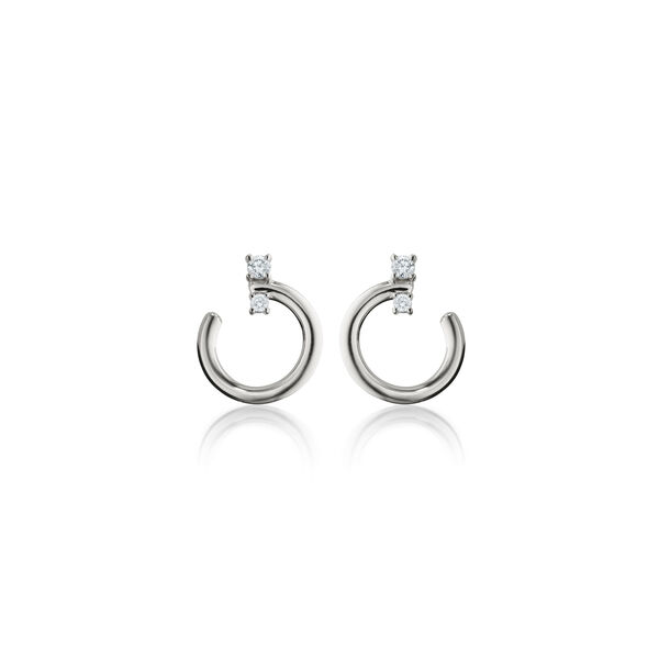 Galaxy Small Silver and White Sapphire Hoop Earrings
