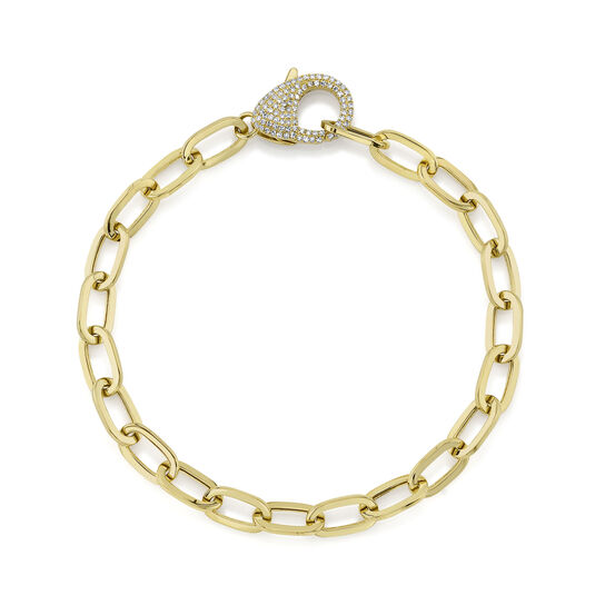 Shy Creation Kate Yellow Gold and Diamond Paper Clip Link Bracelet SC55023436 (1) image number 0