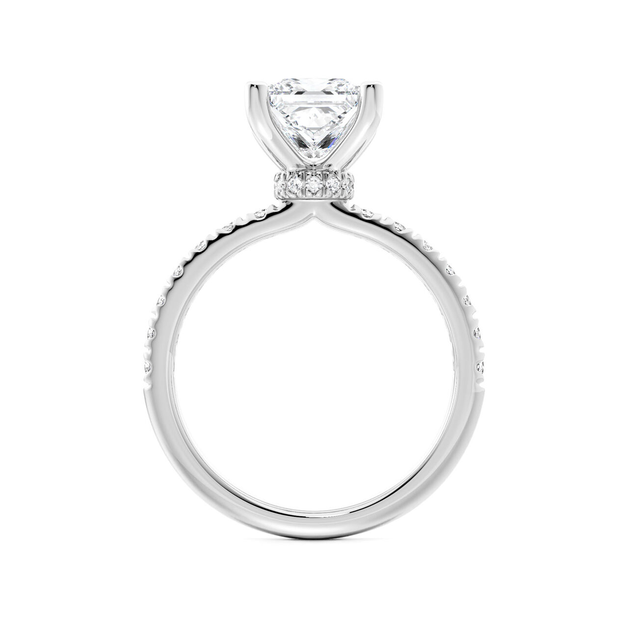 Birks D&eacute;co Princess‑Cut Solitaire Diamond Engagement Ring with Pav&eacute; Band and a Hidden Pav&eacute; Halo in White Gold image number 2