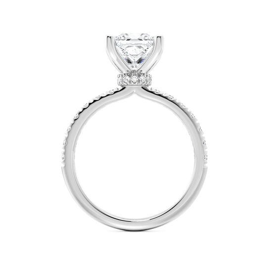 Birks D&eacute;co Princess‑Cut Solitaire Diamond Engagement Ring with Pav&eacute; Band and a Hidden Pav&eacute; Halo in White Gold image number 2