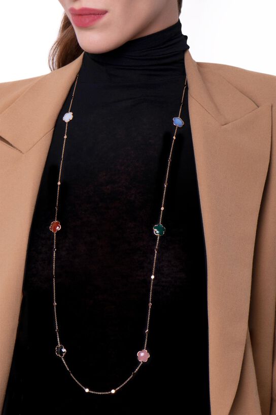 Pasquale Bruni Petit Joli Rose Gold, Multi Stone and Diamond Station Necklace 16266R image number 1