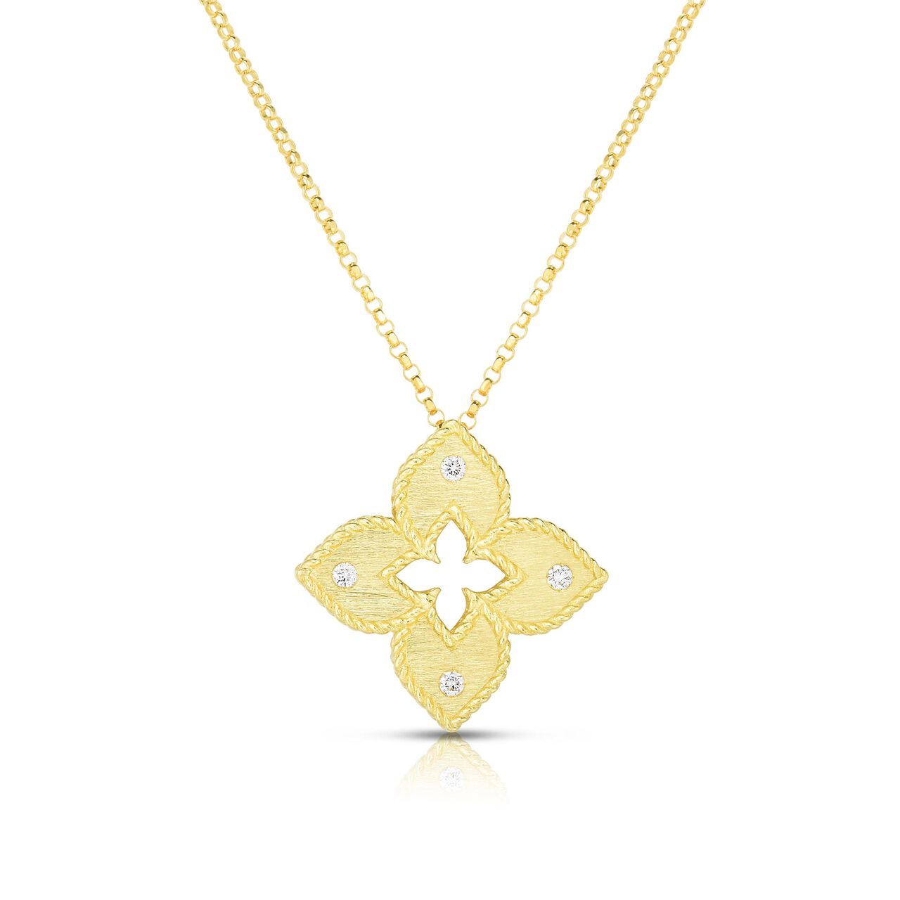 maison birks roberto coin petite venetian princess yellow gold diamond necklace 7772824aychx image number 0