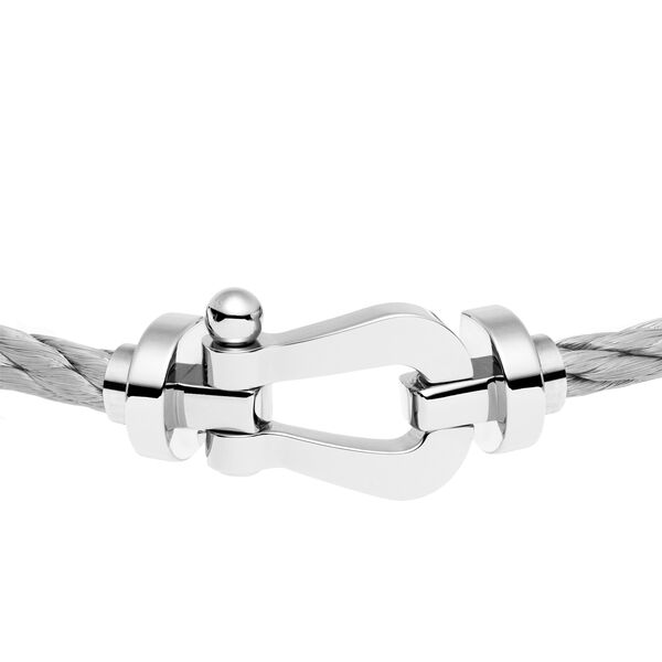 Bracelet cable Force 10 en or blanc, grand modèle