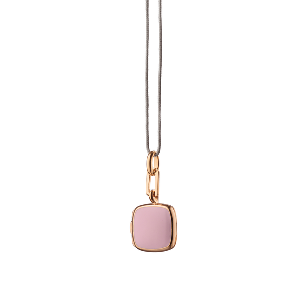Médaillon Cushion Locket X Color en vermeil d'or rose avec émail rose
