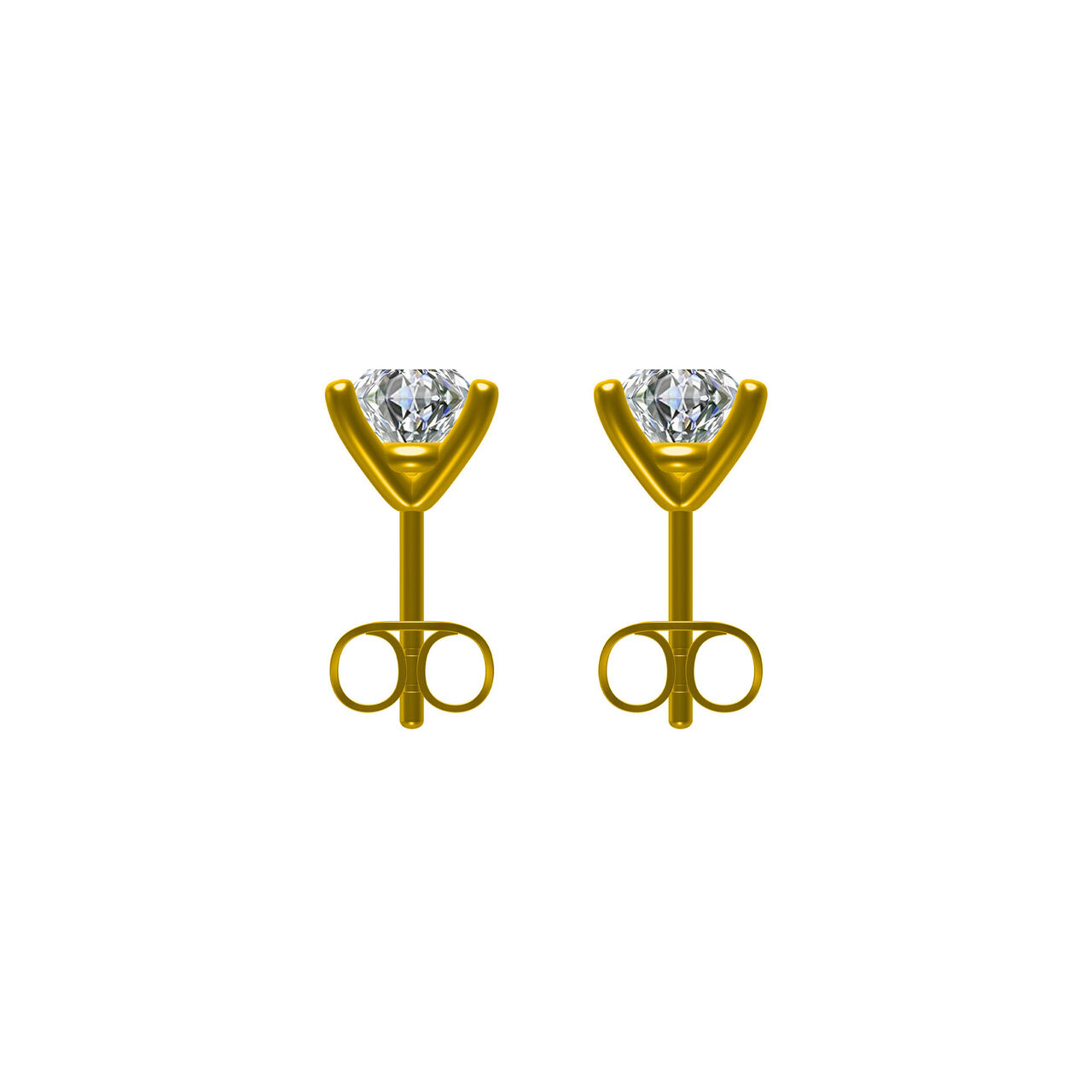 Yellow Gold and Diamond Stud Earrings image number 1