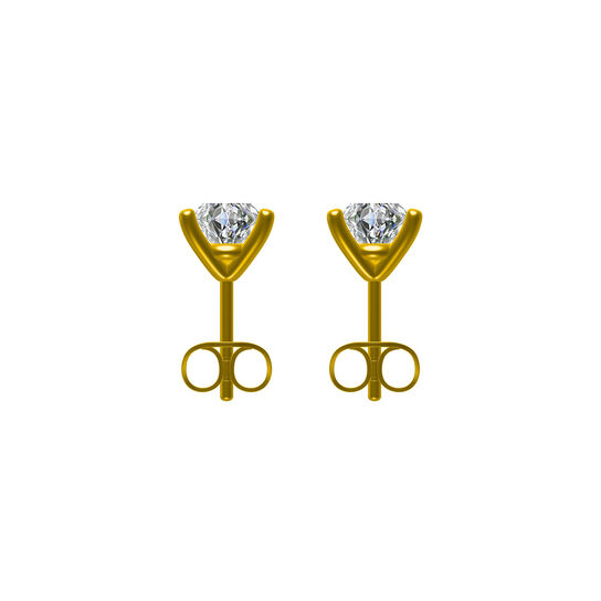 Yellow Gold and Diamond Stud Earrings image number 1