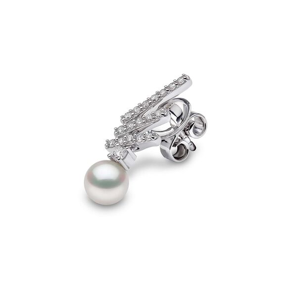 Boucles d'oreilles Sleek en or blanc avec perles et diamants